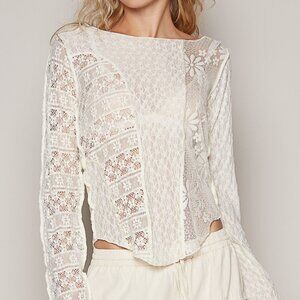 POL Women's White Lace Top